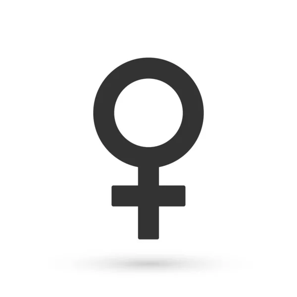 白い背景に隔離されたグレーの女性の性別記号アイコン 金星のシンボル 女性の生物や女性のシンボル ベクトル — ストックベクタ