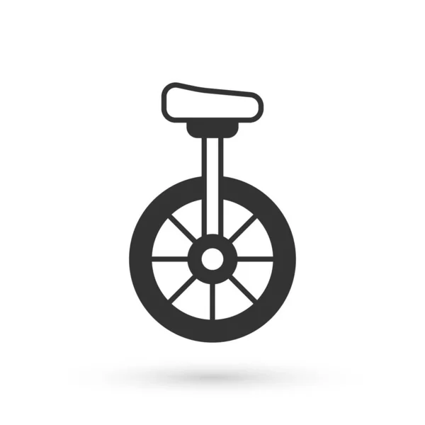 Grå Unicycle Eller Hjul Cykel Ikon Isolerad Vit Bakgrund Monowheel — Stock vektor