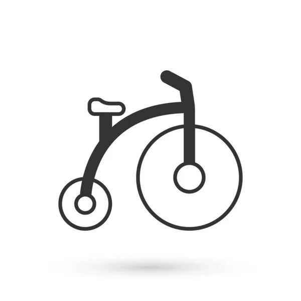 Vélo Vintage Gris Avec Une Grande Roue Une Petite Icône — Image vectorielle