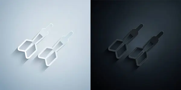 Papier Découpé Fléchette Icône Isolée Sur Fond Gris Noir Style — Image vectorielle