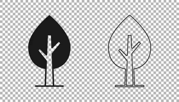 Icona Black Tree Isolata Sfondo Trasparente Simbolo Della Foresta Vettore — Vettoriale Stock