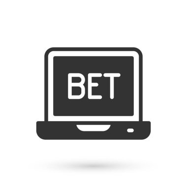 Gri Çevrimiçi bahis ikonu beyaz arka planda izole edildi. Spor bahisçisi. Online bahis para kazandırır. Vektör