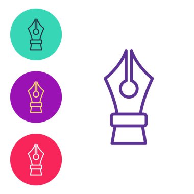 Beyaz arkaplanda Çeşme kalem ucu simgesini ayır. Kalem aleti işareti. Simgeleri renklendirin. Vektör