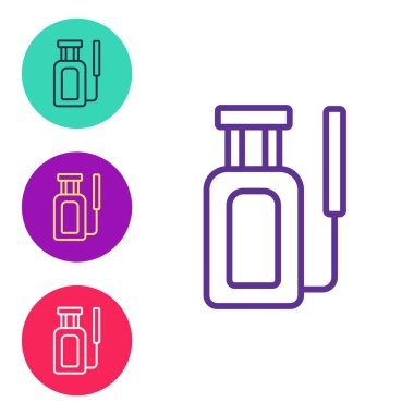 Su, gübre ve beyaz arka planda izole edilmiş kimyasal ikon için sınır çizgisi spreyi. Simgeleri renklendirin. Vektör