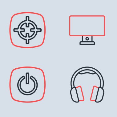 Hat monitörünü, güç düğmesini, kulaklığı ve hedef spor simgesini ayarla. Vektör