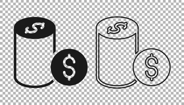 黑色卡西诺晶片与美元符号图标隔离在透明的背景 赌场赌博 — 图库矢量图片