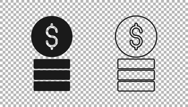 Black Casino Chip Dollar Symbol Icon Isolated Transparent Background Casino — Stock Vector