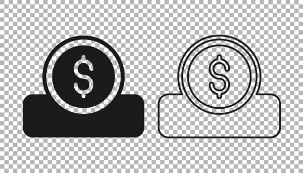 Black Coin Money Dollar Symbol Icon Isolated Transparent Background Banking — Stock Vector
