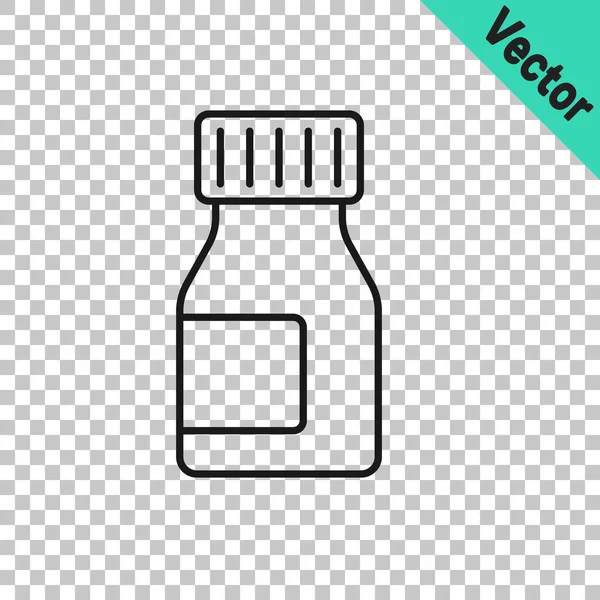Svart Linje Vitamin Komplex Piller Kapsel Ikon Isolerad Transparent Bakgrund — Stock vektor