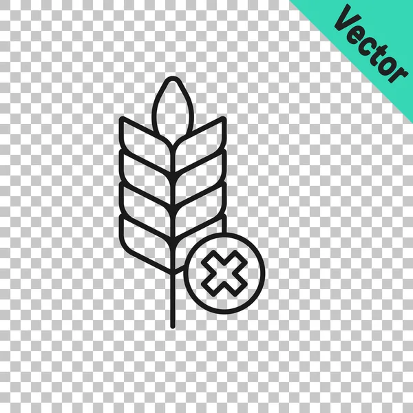 Schwarze Linie Glutenfreies Korn Symbol Isoliert Auf Transparentem Hintergrund Kein — Stockvektor