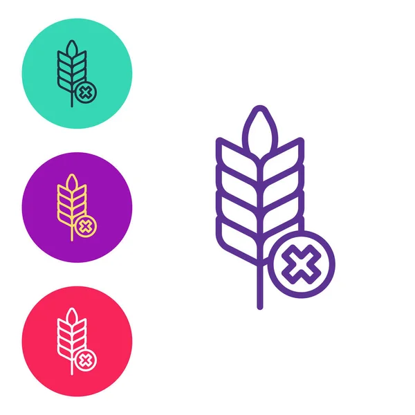 Définir Ligne Icône Grain Sans Gluten Isolé Sur Fond Blanc — Image vectorielle