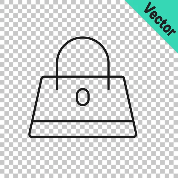 Schwarze Linie Handtasche Symbol Isoliert Auf Transparentem Hintergrund Weibliches Handtaschenschild — Stockvektor