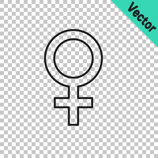 Schwarze Linie Weibliches Gender Symbol Auf Transparentem Hintergrund Isoliert Venus — Stockvektor