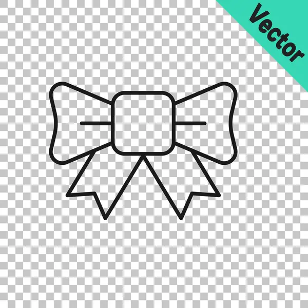 Black Line Gift Bow Icon Isolated Transparent Background Vector — Stock Vector