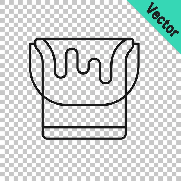 Black Line Paint Bucket Icon Isolated Transparent Background Vector — Stock Vector