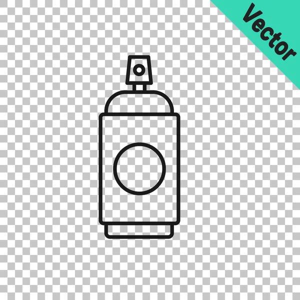 Black Line Paint Spray Can Icon Isolated Transparent Background Vector — Stock Vector