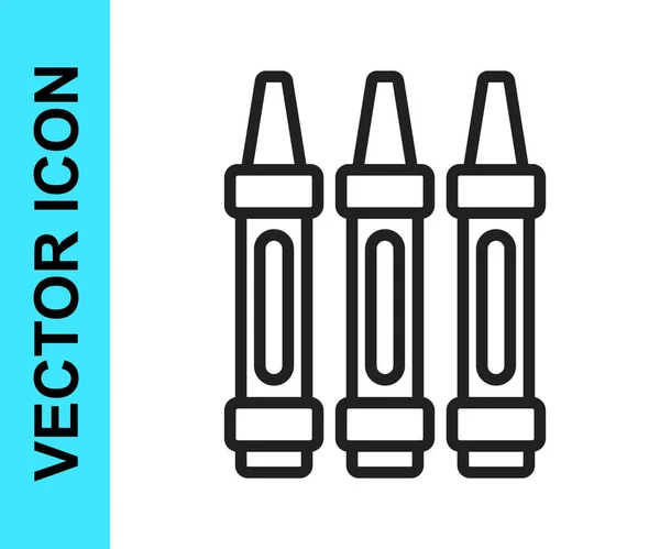 Lápices Cera Línea Negra Para Dibujar Icono Aislado Sobre Fondo — Vector de stock
