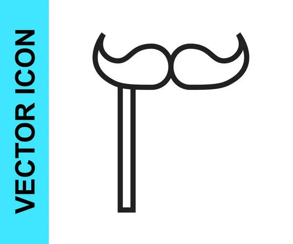 Black Line Paper Mustache Stick Icon Isolated White Background Concept — Stock Vector