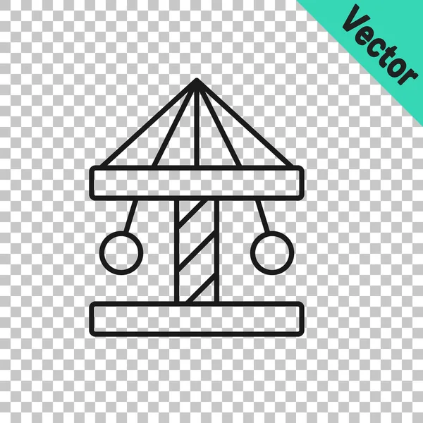 Schwarze Linie Attraktion Karussell Symbol Isoliert Auf Transparentem Hintergrund Freizeitpark — Stockvektor