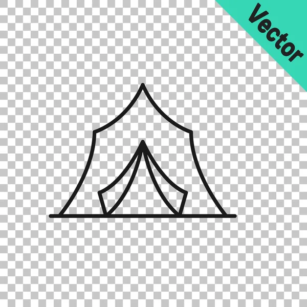 Black Line Circus Tent Icon Isolated Transparent Background Carnival Camping — Stock Vector