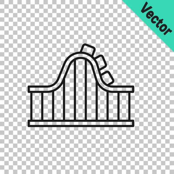 Schwarze Linie Achterbahnsymbol Isoliert Auf Transparentem Hintergrund Freizeitpark Spielplatz Für — Stockvektor