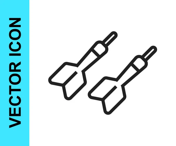 Línea Negra Icono Flecha Dart Aislado Sobre Fondo Blanco Vector — Vector de stock