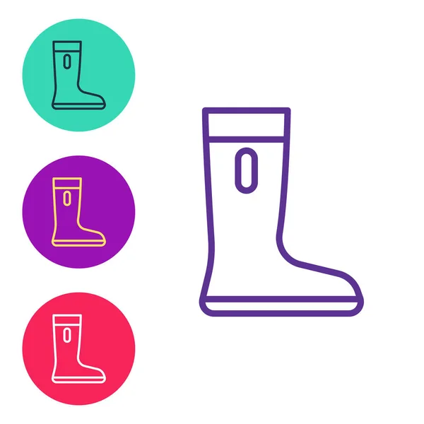 Set Line Waterproof Rubber Boot Icon Isolated White Background Gumboots — Stockvektor