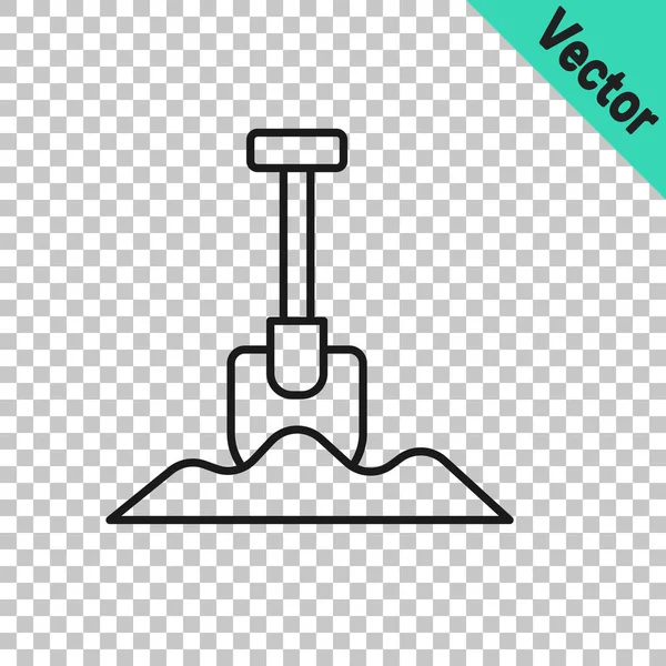 Schwarze Linie Shovel Symbol Isoliert Auf Transparentem Hintergrund Gartenwerkzeug Werkzeug — Stockvektor