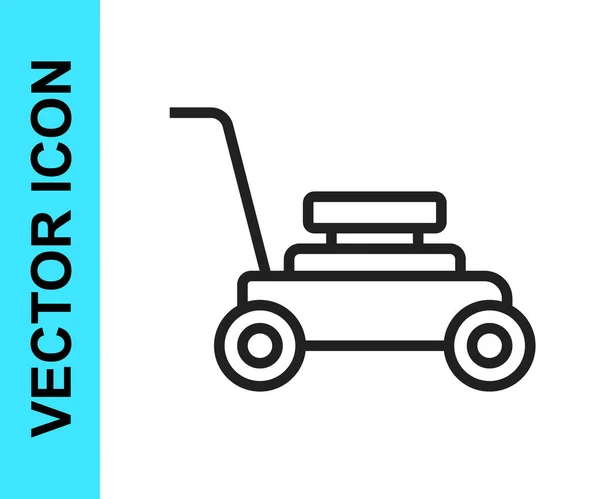 黒い線白い背景に描かれた芝刈り機のアイコン 芝刈り機の草刈り機 ベクトル — ストックベクタ