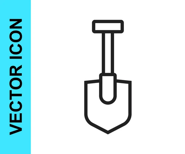 Schwarze Linie Shovel Symbol Isoliert Auf Weißem Hintergrund Gartenwerkzeug Werkzeug — Stockvektor