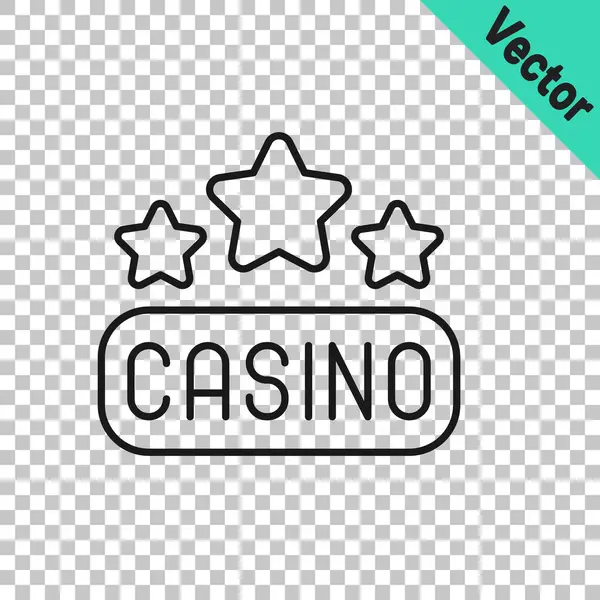 Zwarte Lijn Casino Signboard Pictogram Geïsoleerd Transparante Achtergrond Vector — Stockvector
