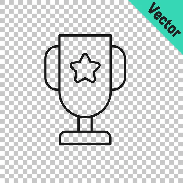 Black Line Casino Poker Trophy Cup Icon Isolated Transparent Background — стоковый вектор