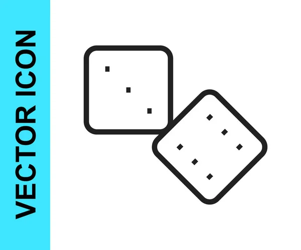 Μαύρο Εικονίδιο Ζάρια Γραμμή Παιχνίδι Απομονώνονται Λευκό Φόντο Τζόγος Διάνυσμα — Διανυσματικό Αρχείο