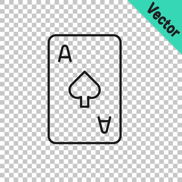 Černá Čára Hrací Karta Ikonou Pikové Symbol Izolované Průhledném Pozadí — Stockový vektor