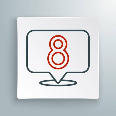 Çizgi 8 Mart simgesi beyaz arkaplanda izole edildi. Uluslararası Mutlu Kadınlar Günü. Renkli taslak konsepti. Vektör