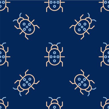 Colorado çizgi böceği ikonu mavi arka planda izole edilmiş pürüzsüz desen. Vektör