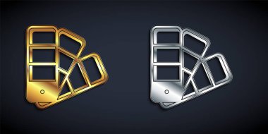 Gold and silver Color palette guide icon isolated on black background. Long shadow style. Vector