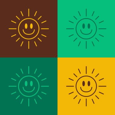 Pop Art Sun simgesi renk arkaplanında izole edildi. Vektör