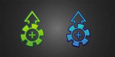 Green and blue Casino chips icon isolated on black background. Casino gambling.  Vector