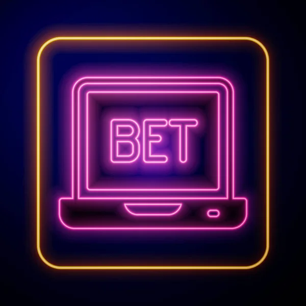 Gloeiende Neon Online Sportweddenschappen Pictogram Geïsoleerd Zwarte Achtergrond Sport Weddenschap — Stockvector