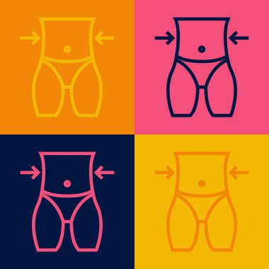 Popüler sanat çizgisi Kadın belindeki simge renk arkaplanında izole. Vektör