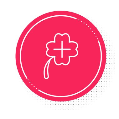 Beyaz çizgili kumarhane kumar makinesi beyaz arka planda yonca sembolü simgesi var. Kumar oyunları. Kırmızı daire düğmesi. Vektör