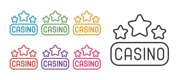 Set Line Casino Signboard Pictogram Geïsoleerd Witte Achtergrond Stel Pictogrammen — Stockvector