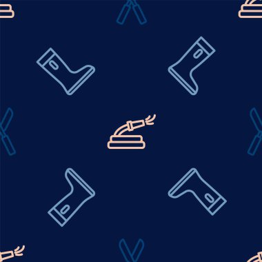 Bahçıvan makası, su geçirmez lastik bot ve hortumu kusursuz desenlere ayarlayın. Vektör