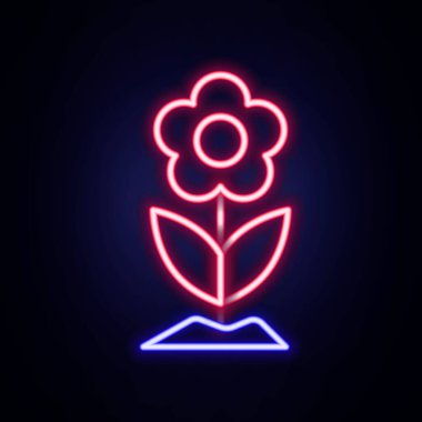 Parlayan neon hattı ikonu tuğla duvar arka planında izole edildi. Renkli taslak konsepti. Vektör