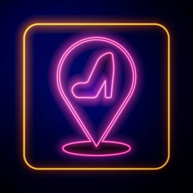 Siyah arka planda yüksek topuklu parlak neon kadın ayakkabısı. Vektör