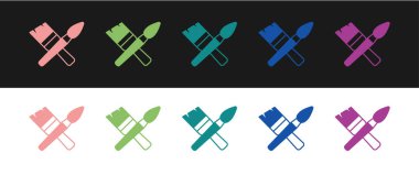 Boya fırçası simgesini siyah ve beyaz arkaplanda izole et. Vektör