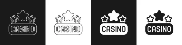 Set Casino Icône Signalisation Isolé Sur Fond Noir Blanc Vecteur — Image vectorielle