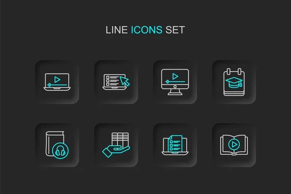 Establecer Línea Audio Libro Examen Línea Prueba Encuesta Donación Libros — Archivo Imágenes Vectoriales