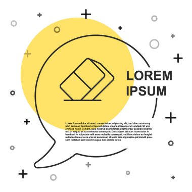 Beyaz arkaplanda siyah çizgi silici ya da kauçuk simgesi var. Rastgele dinamik şekiller. Vektör